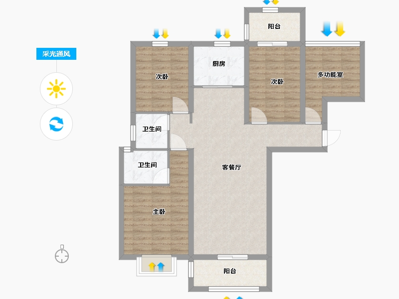 山东省-临沂市-嘉益香槟城-96.20-户型库-采光通风