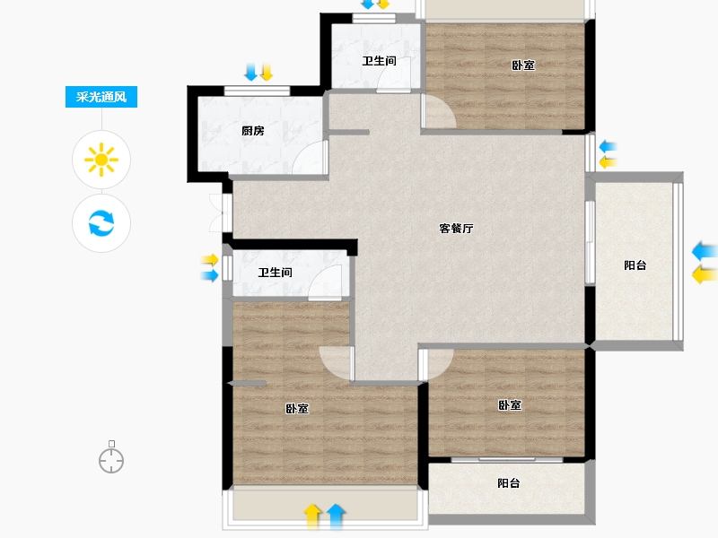 湖北省-黄冈市-鑫龙欣海中央公馆-98.00-户型库-采光通风