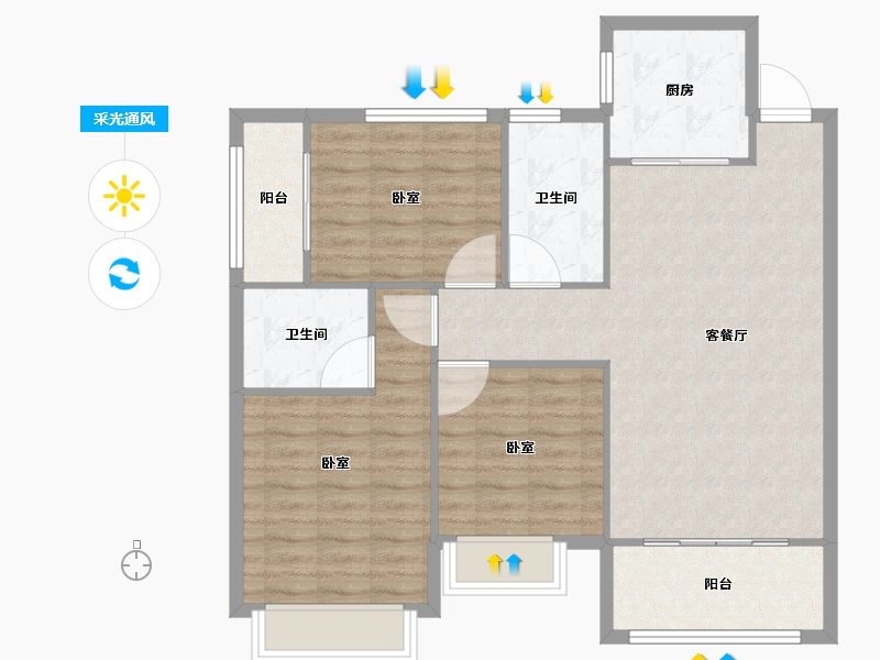 湖南省-株洲市-臻品仙岭居-94.00-户型库-采光通风