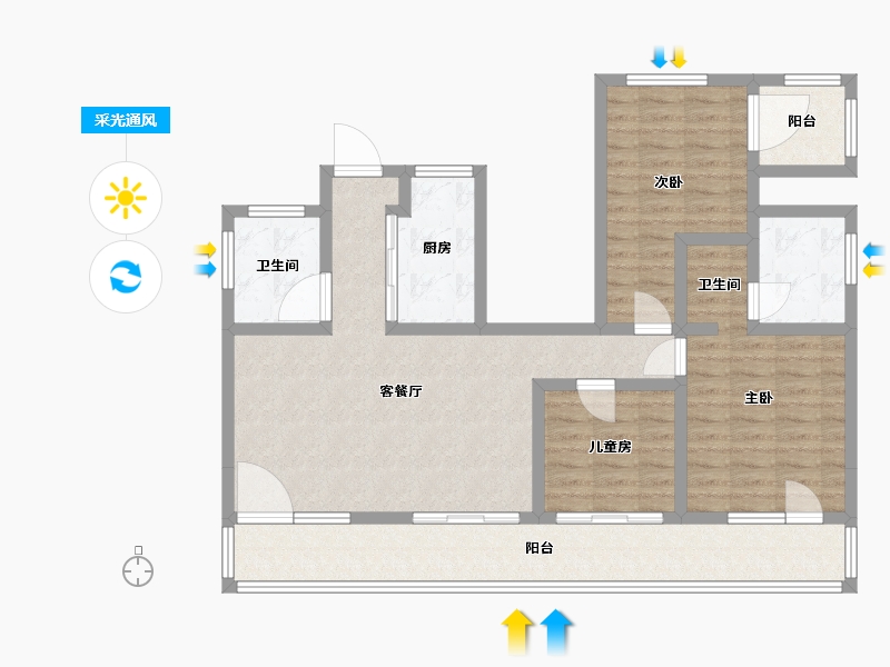 福建省-厦门市-融创东麓-102.00-户型库-采光通风