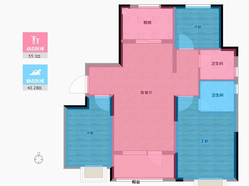 山东省-青岛市-龙湖亿联春江悦茗-87.99-户型库-动静分区