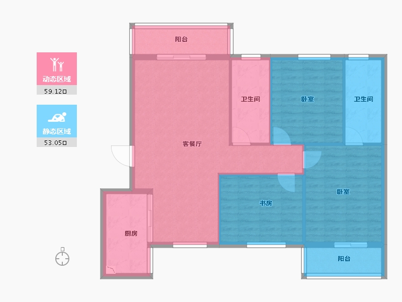 湖北省-咸宁市-领秀城·银泉华府-102.15-户型库-动静分区