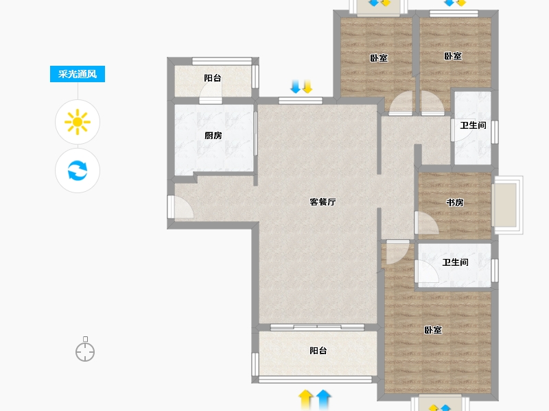 山东省-济宁市-济宁恒大御峰-101.37-户型库-采光通风