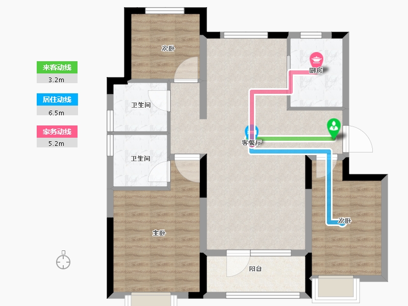 山东省-青岛市-龙湖亿联春江悦茗-88.00-户型库-动静线