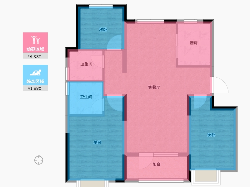 山东省-青岛市-龙湖亿联春江悦茗-88.00-户型库-动静分区