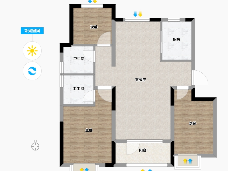 山东省-青岛市-龙湖亿联春江悦茗-88.00-户型库-采光通风