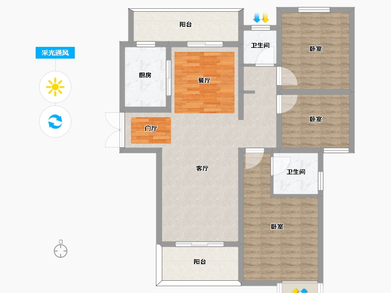 河南省-许昌市-建业春天里-108.79-户型库-采光通风