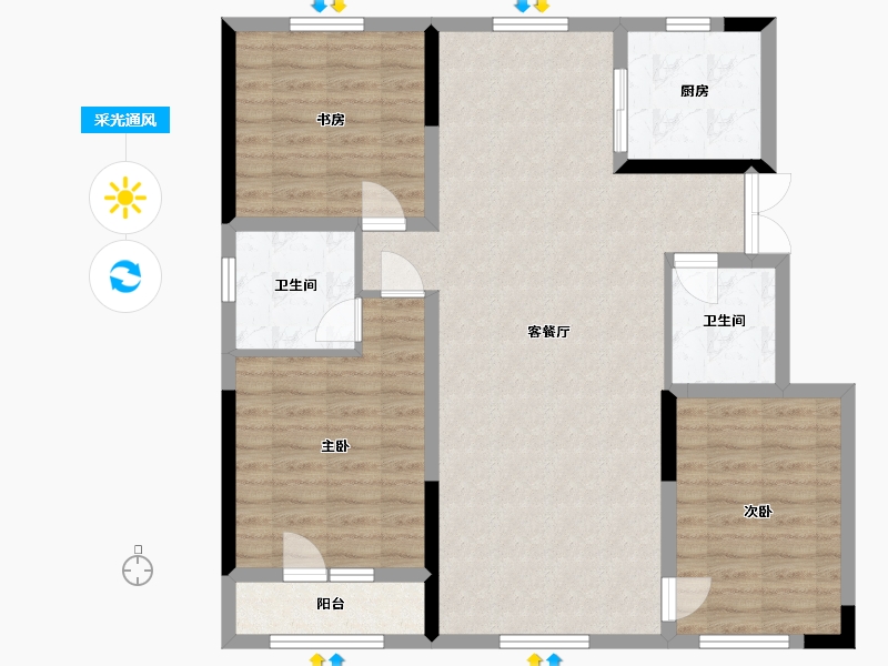 宁夏回族自治区-银川市-舜天润泽府-100.00-户型库-采光通风