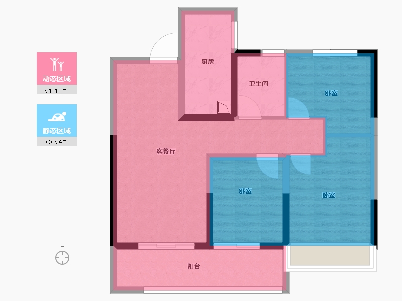 河南省-南阳市-建业碧桂园龙悦城-72.00-户型库-动静分区