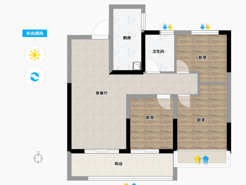 河南省-南阳市-建业碧桂园龙悦城-72.00-户型库-采光通风