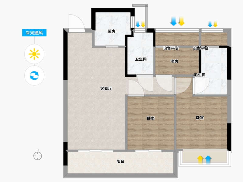 浙江省-温州市-新城瓯江湾-79.01-户型库-采光通风