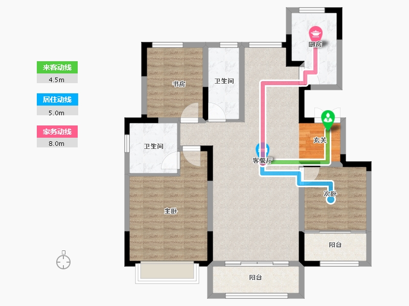 山东省-淄博市-鸿嘉星城·观澜甲第-104.00-户型库-动静线