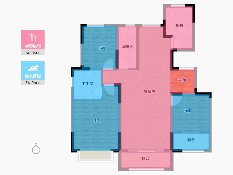 山东省-淄博市-鸿嘉星城·观澜甲第-104.00-户型库-动静分区