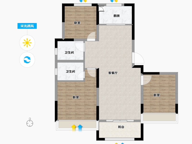 河南省-南阳市-正商书香铭筑-106.80-户型库-采光通风