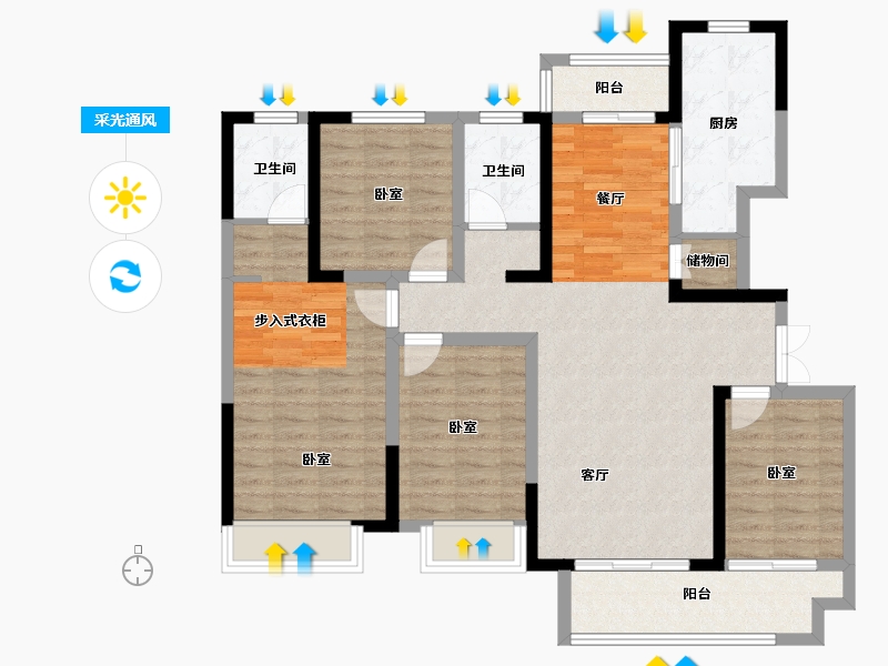 河南省-周口市-龙邦·华府-109.00-户型库-采光通风