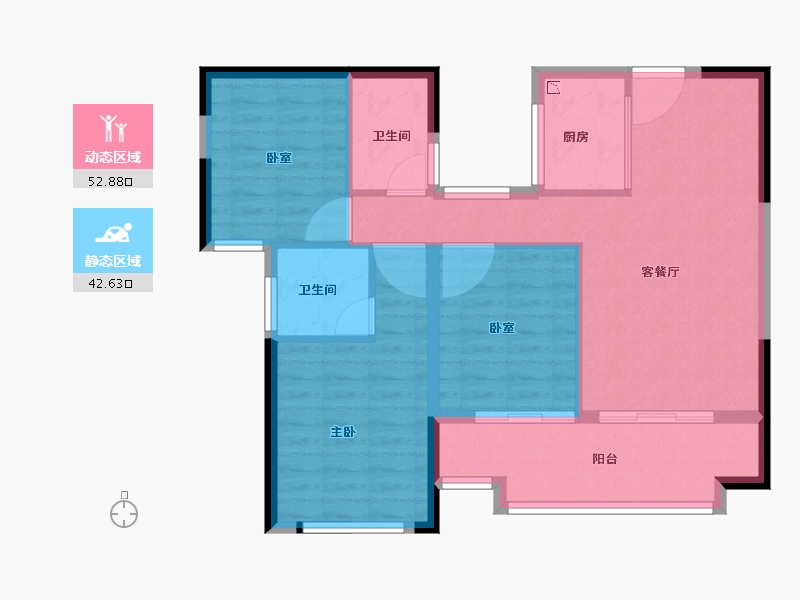 河南省-信阳市-中环荣域Ⅱ期悦棠-86.00-户型库-动静分区