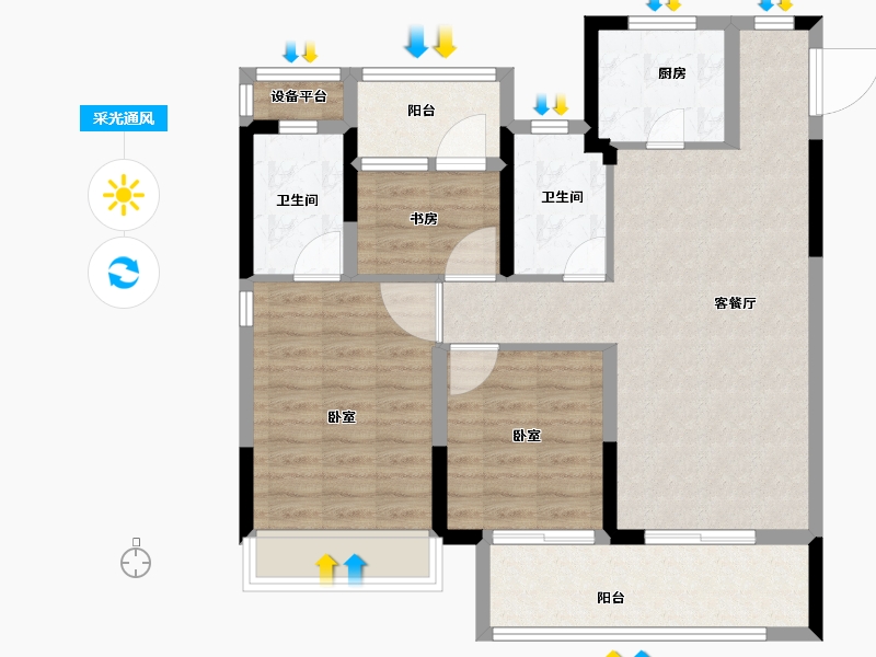 浙江省-绍兴市-融信观河盛世府-86.00-户型库-采光通风