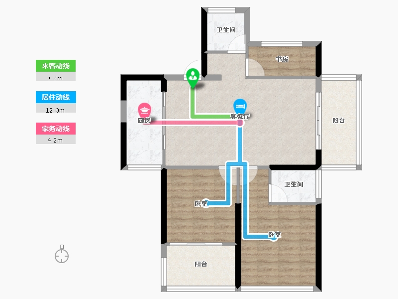 湖北省-十堰市-芳华里-80.99-户型库-动静线