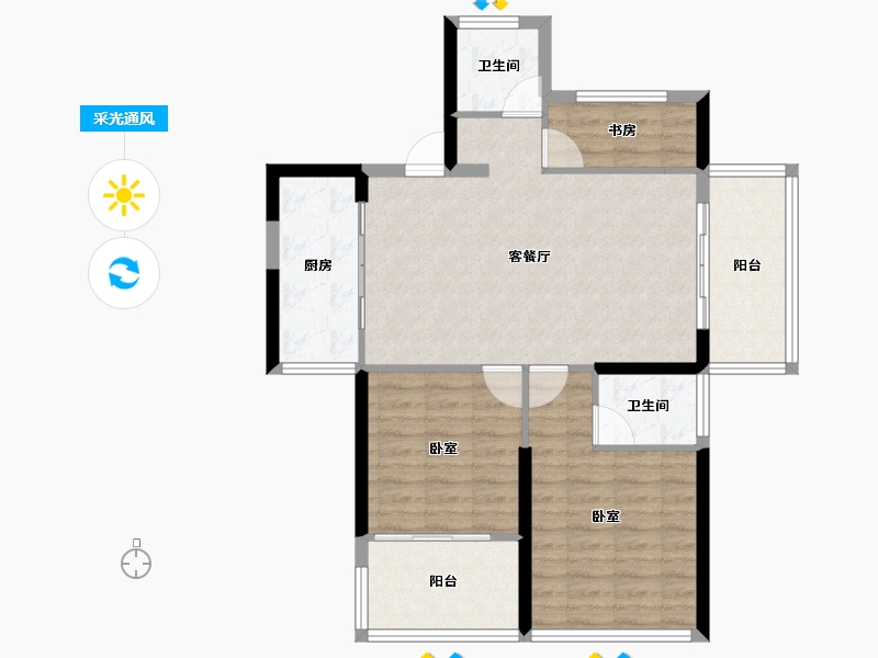 湖北省-十堰市-芳华里-80.99-户型库-采光通风