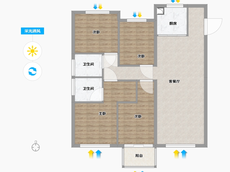 福建省-厦门市-中骏璟峰-100.82-户型库-采光通风