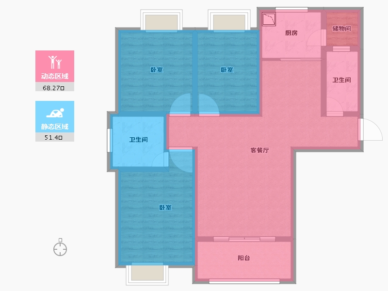 河南省-南阳市-宏江翡翠里-106.45-户型库-动静分区