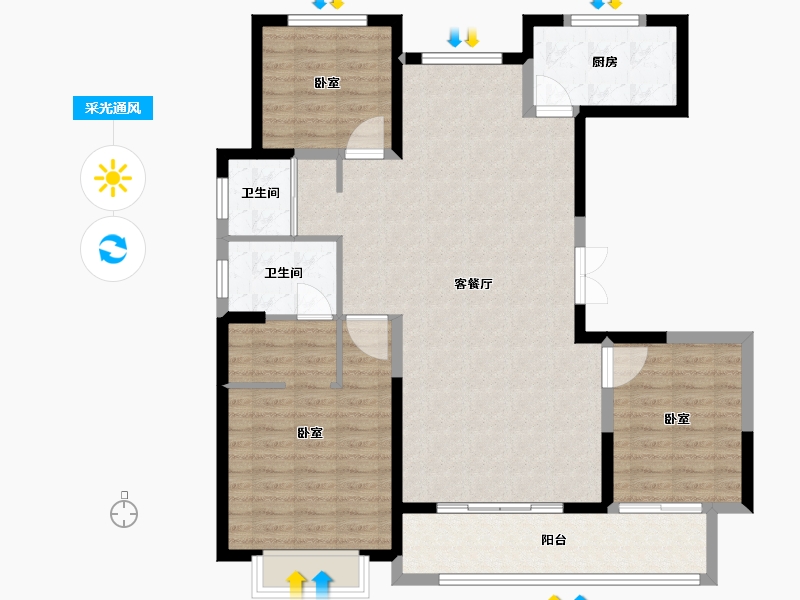 山东省-德州市-黑马·牡丹华都-110.00-户型库-采光通风