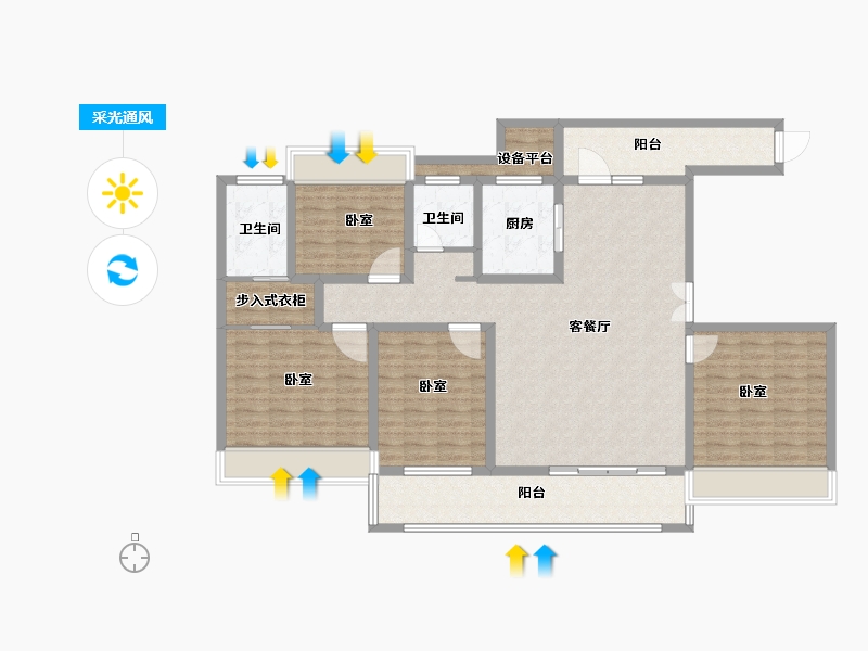 河南省-南阳市-新旭·京华府【南苑】-135.15-户型库-采光通风