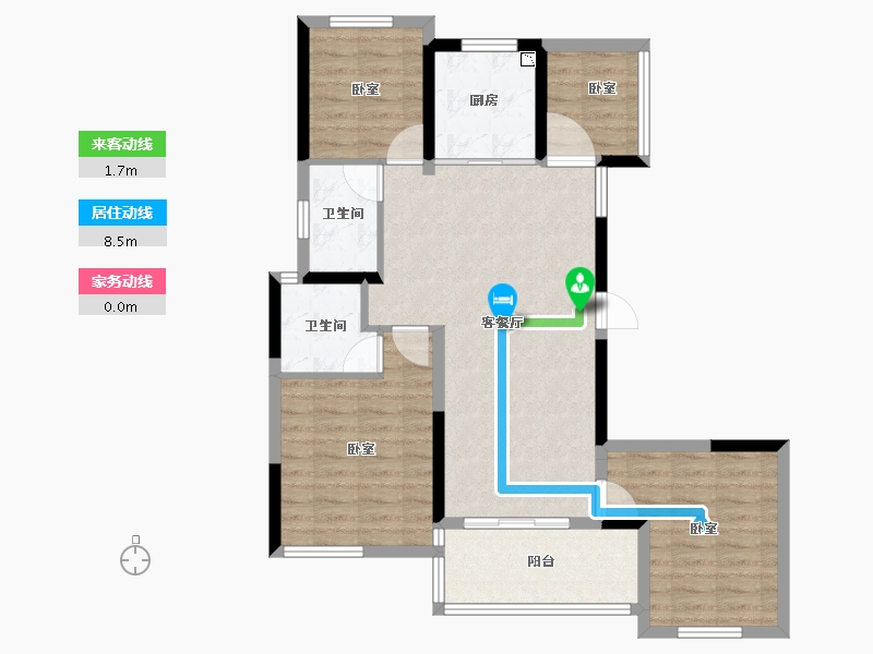 湖北省-咸宁市-赤壁云尚-85.66-户型库-动静线