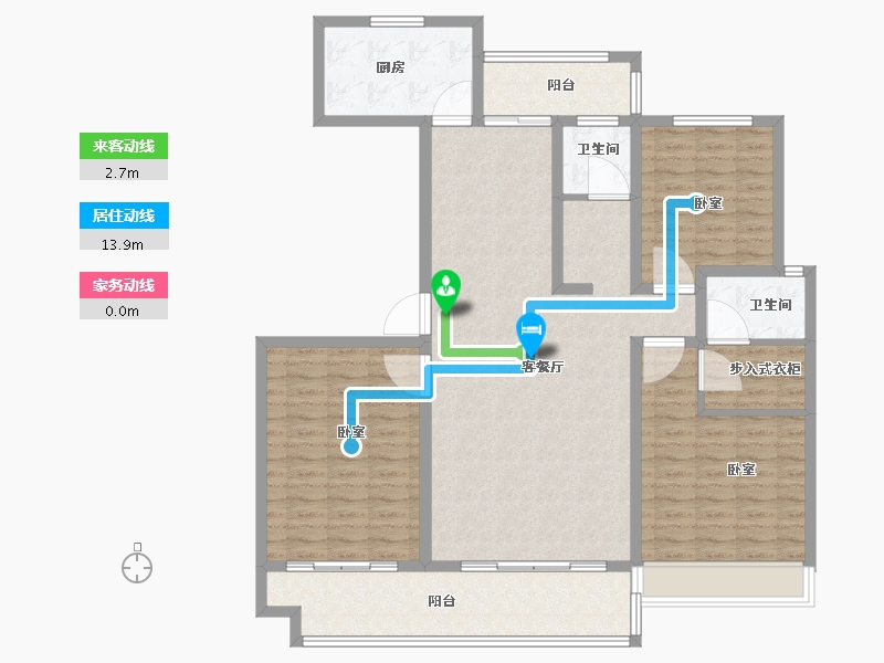 河南省-南阳市-传世温泉公馆-129.50-户型库-动静线