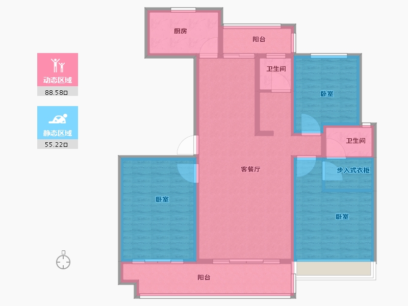 河南省-南阳市-传世温泉公馆-129.50-户型库-动静分区