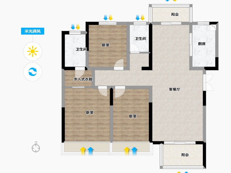 河南省-南阳市-建业碧桂园龙悦城-106.00-户型库-采光通风