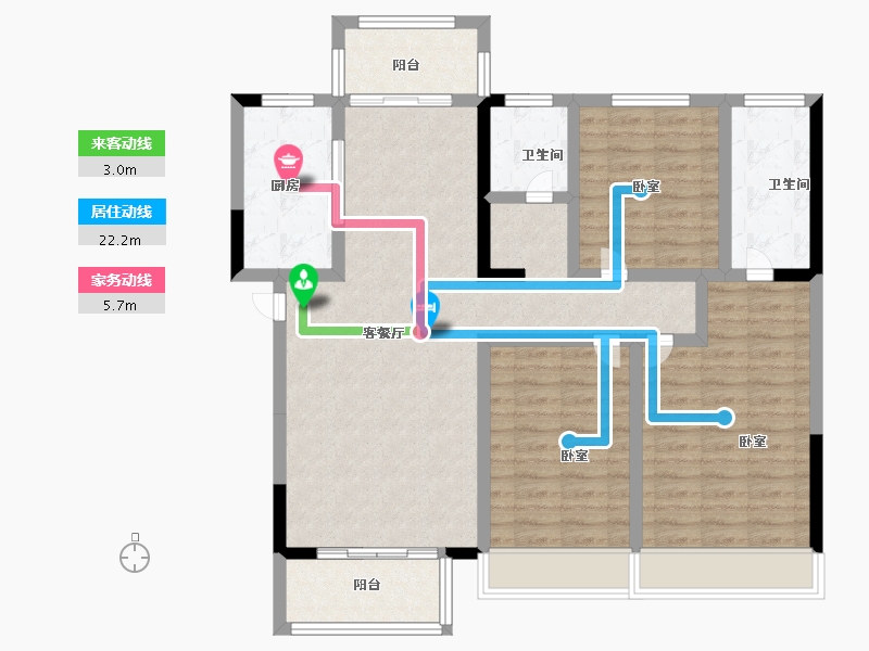 河南省-南阳市-传世温泉公馆-104.95-户型库-动静线