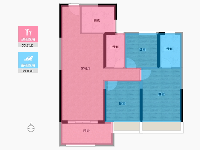 河南省-南阳市-建业碧桂园龙悦城-85.00-户型库-动静分区