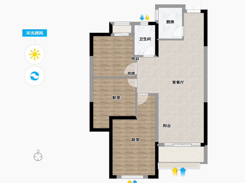 安徽省-宣城市-华夏湖畔御苑-90.00-户型库-采光通风