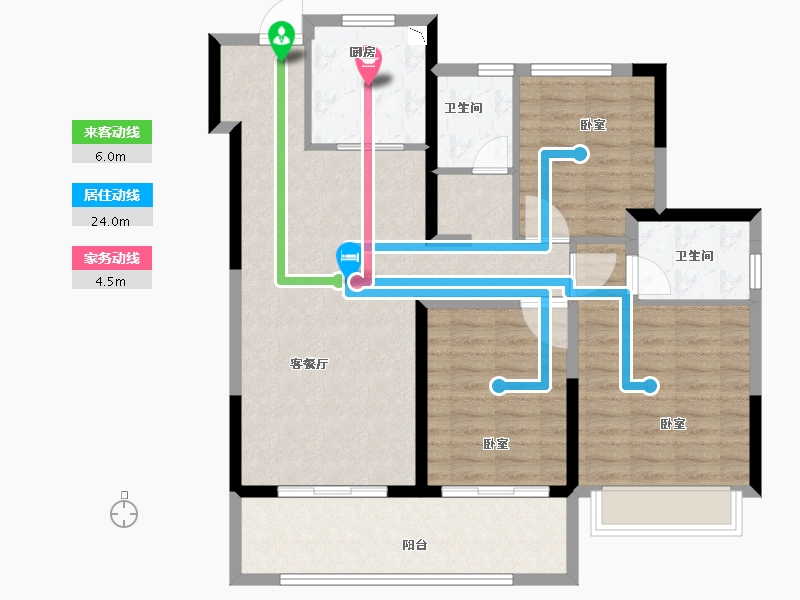 湖北省-荆州市-楚天都市壹号院-103.00-户型库-动静线