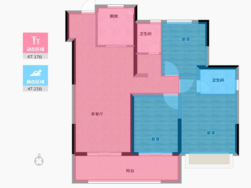 湖北省-荆州市-楚天都市壹号院-103.00-户型库-动静分区