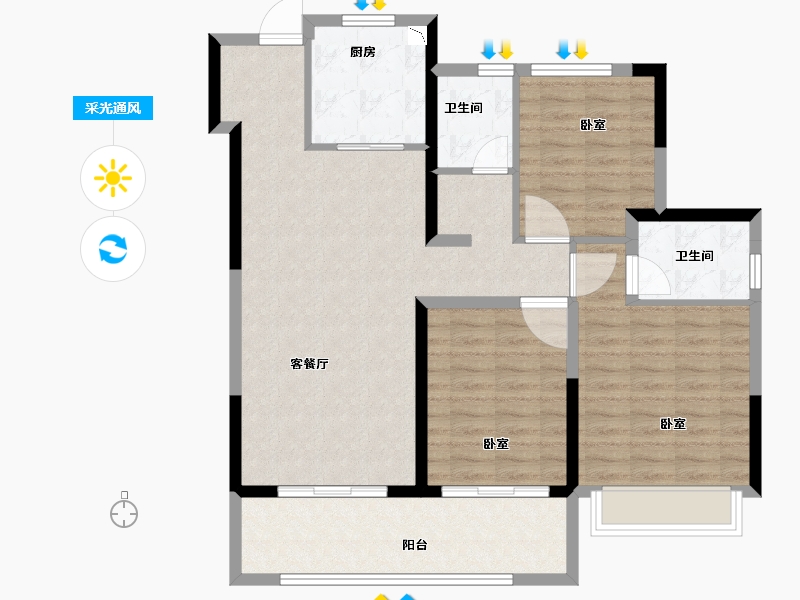 湖北省-荆州市-楚天都市壹号院-103.00-户型库-采光通风