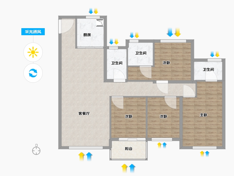 福建省-厦门市-中骏璟峰-114.61-户型库-采光通风