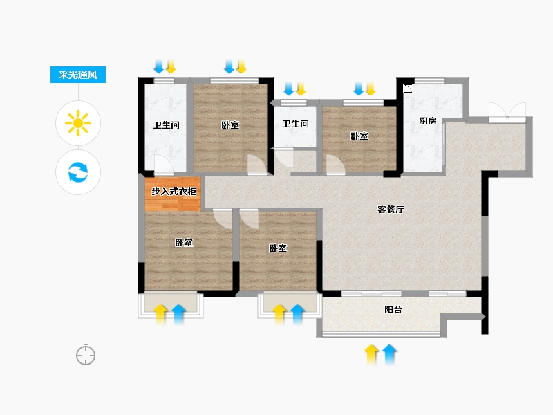 河南省-三门峡市-建业城-111.00-户型库-采光通风