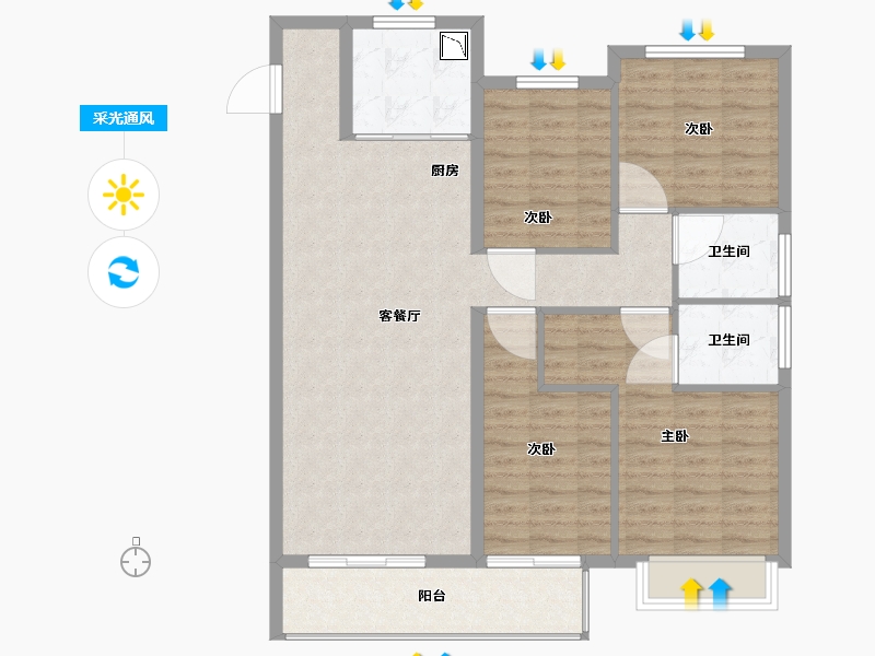 福建省-厦门市-中骏璟峰-104.00-户型库-采光通风