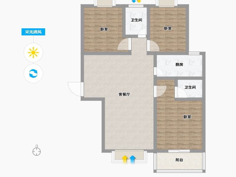 河南省-南阳市-金城国际-98.33-户型库-采光通风