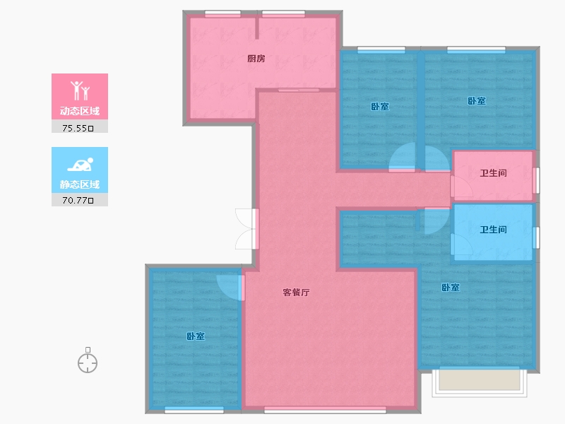 山东省-济南市-旅游路金茂府-132.00-户型库-动静分区