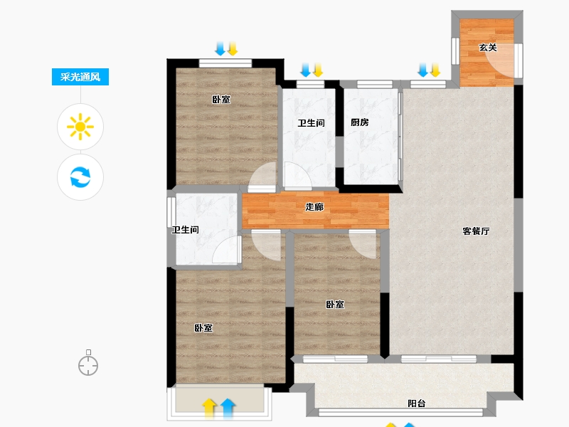 湖北省-武汉市-孔雀城大悦城控股问津兰亭-92.00-户型库-采光通风