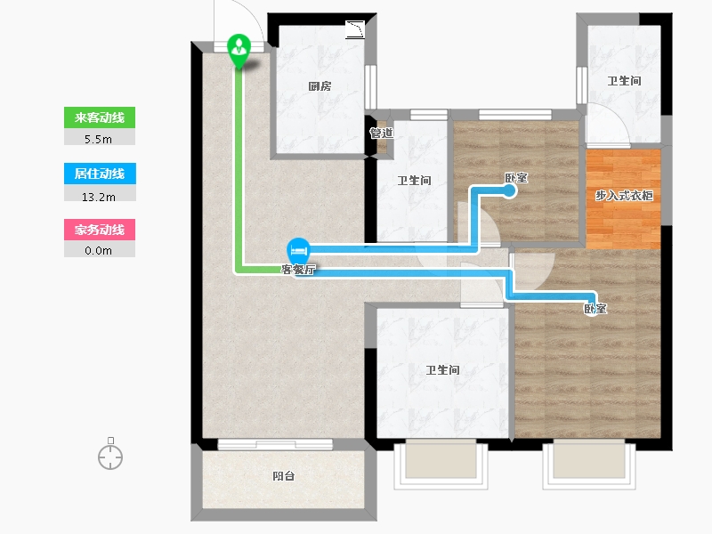 湖北省-武汉市-碧桂园凰城悦山湖-76.83-户型库-动静线