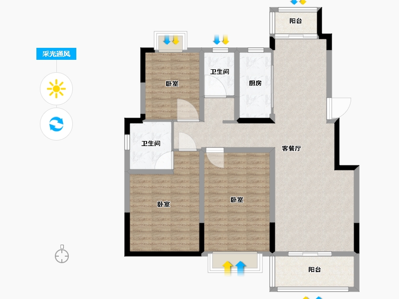 河南省-驻马店市-融安滨江府-111.48-户型库-采光通风