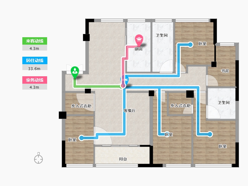 浙江省-宁波市-绿城深蓝公寓-135.10-户型库-动静线