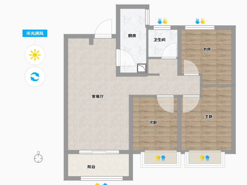 山东省-济南市-加州启城-78.00-户型库-采光通风