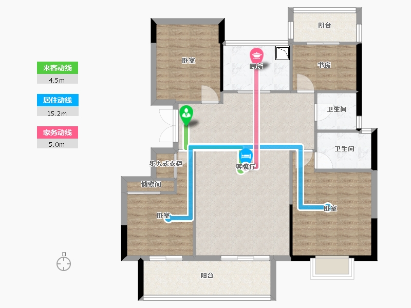 湖南省-株洲市-中梁建宁檀府-106.62-户型库-动静线