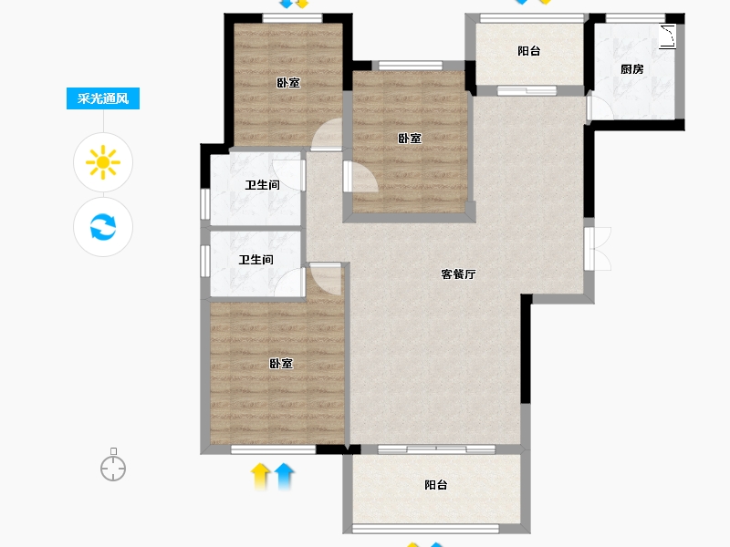 湖北省-黄冈市-誉天下·尚都·名城·首府-98.27-户型库-采光通风