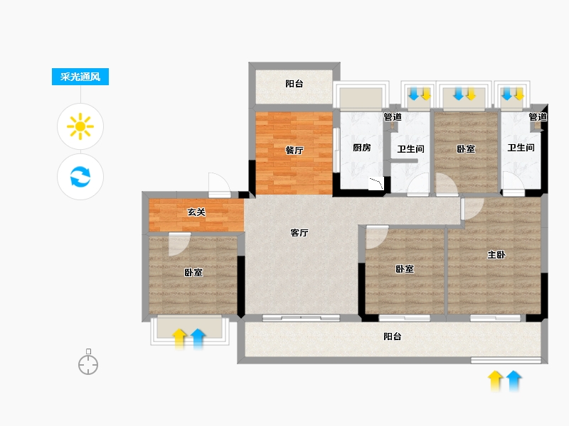 湖南省-衡阳市-碧桂园·华新时代-102.43-户型库-采光通风